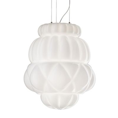 Barovier & Toso Vallonné Opale Pendant Light - Color: White - Size: 1 ligh