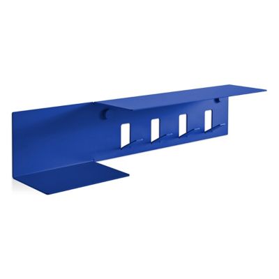 Blu Dot Hall Pass Wall Shelf with Hooks - Color: Blue - HL1-SHLFHK-CO