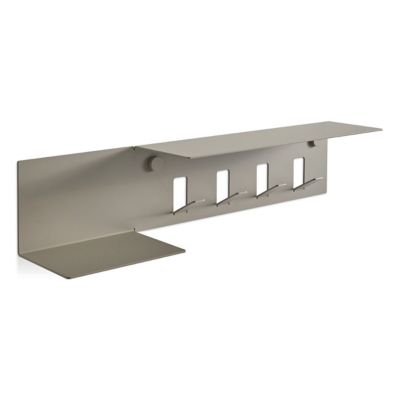 Blu Dot Hall Pass Wall Shelf with Hooks - Color: Grey - HL1-SHLFHK-PT