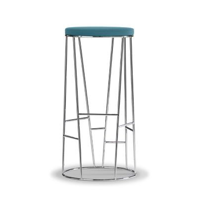 Bernhardt Design Forest High Profile Upholstered Bar Stool - Color: Blue - 