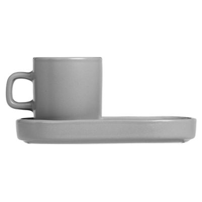 Blomus PILAR Espresso Cup with Tray Set of 2 - Color: Grey - 63725