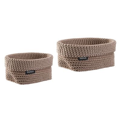 Blomus Tela Crochet Storage Basket, Set of 2 - Color: Red - 97319