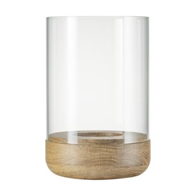 Blomus LANTO Hurricane Lamp with Wood Base - Color: Clear - Size: Large - 6