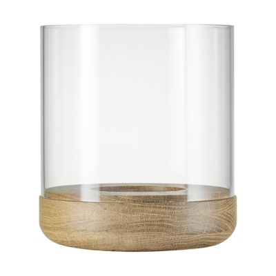 Blomus LANTO Hurricane Lamp with Wood Base - Color: Clear - Size: Extra Lar