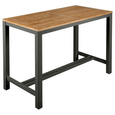 Barlow Tyrie Aura Rectangular Outdoor Counter Table with Teak Top in Brown