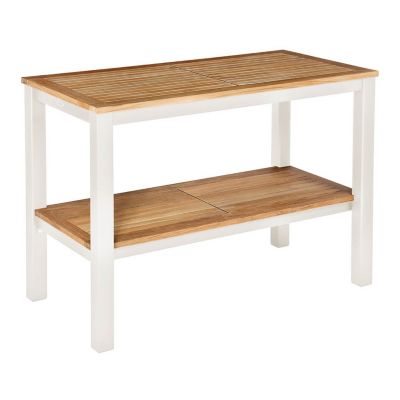 Barlow Tyrie Aura Outdoor Serving Table with Teak Top in Brown