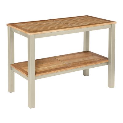 Barlow Tyrie Aura Outdoor Serving Table with Teak Top in Brown