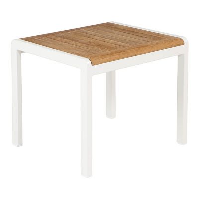 Barlow Tyrie Aura Outdoor Side Table with Teak Top in Brown