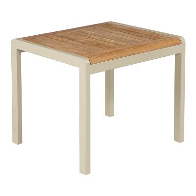 Barlow Tyrie Aura Outdoor Side Table with Teak Top in Brown