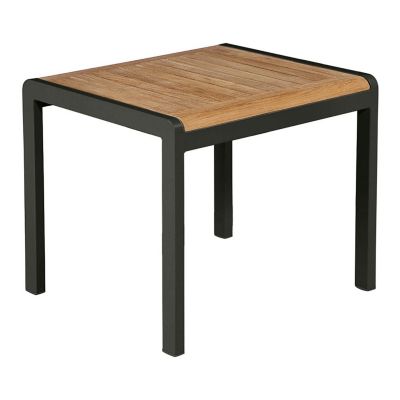 Barlow Tyrie Aura Outdoor Side Table with Teak Top in Brown