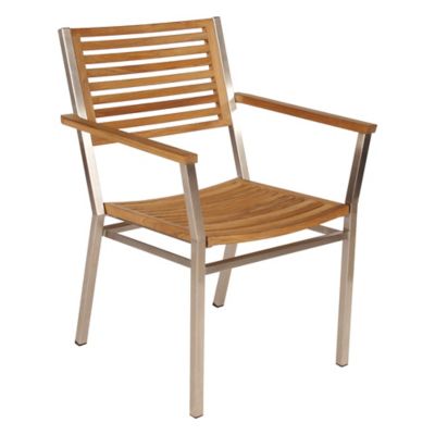 Barlow Tyrie Equinox Teak Outdoor Dining Armchair in Silver