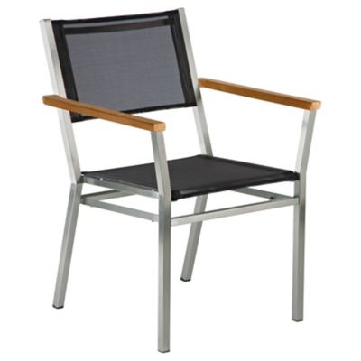 Barlow Tyrie Equinox Outdoor Dining Armchair with Teak Arms in Silver