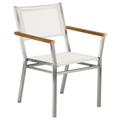 Barlow Tyrie Equinox Outdoor Dining Armchair with Teak Arms in Silver