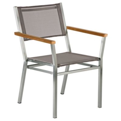 Barlow Tyrie Equinox Outdoor Dining Armchair with Teak Arms in Silver