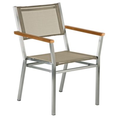 Barlow Tyrie Equinox Outdoor Dining Armchair with Teak Arms in Silver