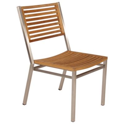 Barlow Tyrie Equinox Teak Outdoor Dining Side Chair in Silver