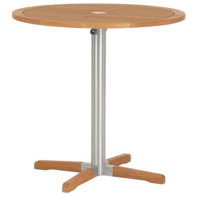 Barlow Tyrie Equinox Round Outdoor Bar Bistro Table with Teak Top in Brown