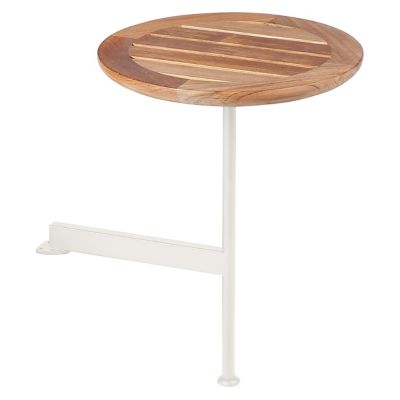 Barlow Tyrie Layout Round Outdoor Side Table with Teak Top in Brown