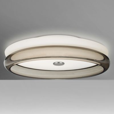 Besa Lighting Topper 12 Flushmount Light - Color: Grey - TOPPER12SMC-HAL