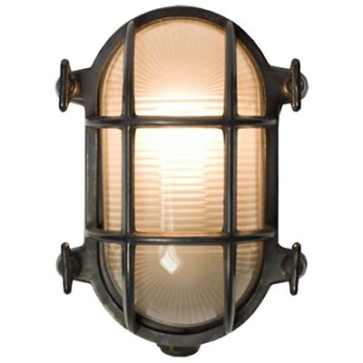 Oval Bulkhead Weathered Brass Outdoor Wall Sconce