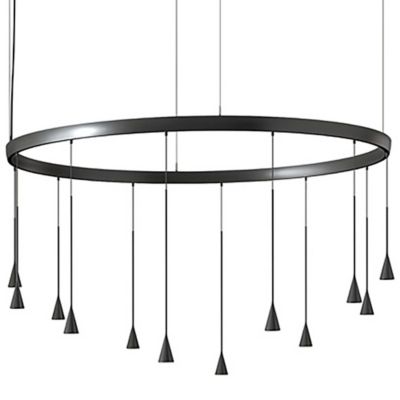 Bover Skybell Circle LED Pendant Light - Color: Black - Size: 12 light - 35