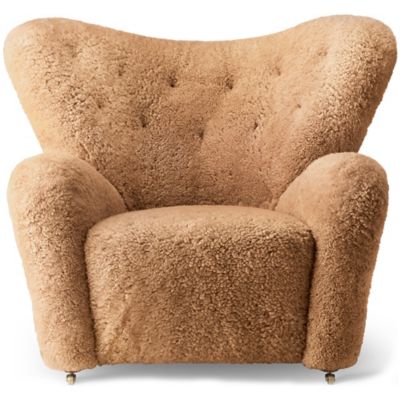 Audo Copenhagen Tired Man Sheepskin Lounge Chair in Brown