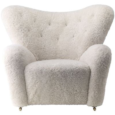 Audo Copenhagen Tired Man Sheepskin Lounge Chair in Cream