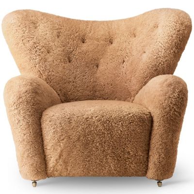 Audo Copenhagen Tired Man Sheepskin Lounge Chair in Cream