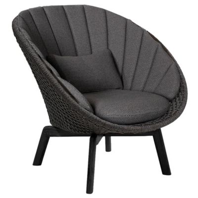 Cane-line Peacock Outdoor Lounge Chair with Black Aluminum Legs - Color: Gr