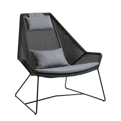 Cane-line Breeze Outdoor Highback Chair Cushion Set - Color: Black - 5469YS