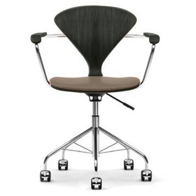 Cherner Chair Company Cherner Task Armchair with Seat Pad in Brown, Size: S