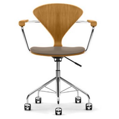 Cherner Chair Company Cherner Task Armchair with Seat Pad - Color: Brown - 