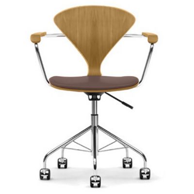 Cherner Chair Company Cherner Task Armchair with Seat Pad in Brown, Size: S