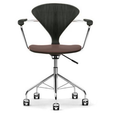 Cherner Chair Company Cherner Task Armchair with Seat Pad in Brown, Size: S