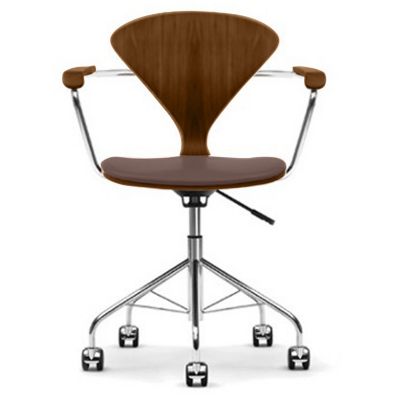 Cherner Chair Company Cherner Task Armchair with Seat Pad - Color: Brown - 