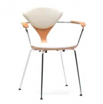 Cherner Seat and Back Upholstered Metal Base Armchair