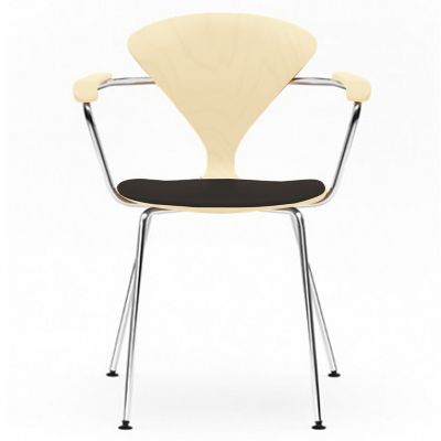 Cherner Chair Company Cherner Metal Base Armchair with Seat Pad - Color: Wo
