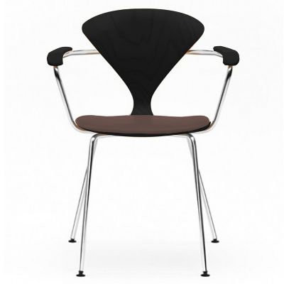 Cherner Chair Company Cherner Metal Base Armchair with Seat Pad - Color: Wo