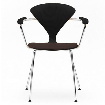 Cherner Chair Company Cherner Metal Base Armchair with Seat Pad - Color: Wo