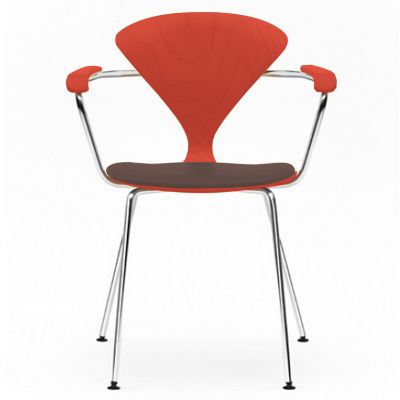 Cherner Chair Company Cherner Metal Base Armchair with Seat Pad - Color: Wo