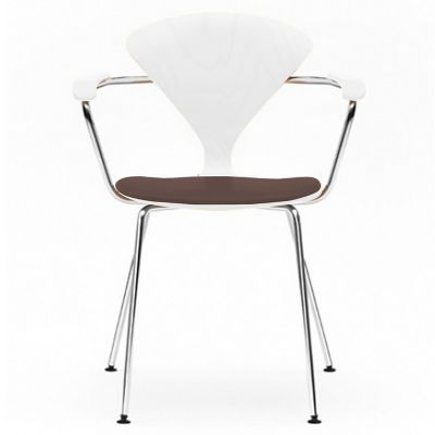 Cherner Chair Company Cherner Metal Base Armchair with Seat Pad - Color: Wo