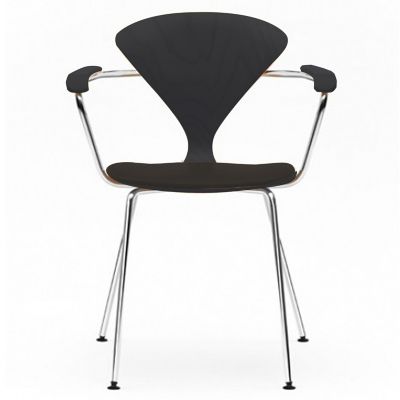 Cherner Chair Company Cherner Metal Base Armchair with Seat Pad - Color: Wo