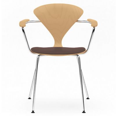 Cherner Chair Company Cherner Metal Base Armchair with Seat Pad - Color: Wo