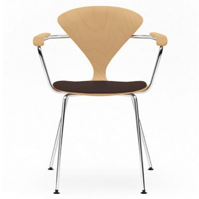 Cherner Chair Company Cherner Metal Base Armchair with Seat Pad - Color: Wo