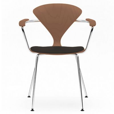 Cherner Chair Company Cherner Metal Base Armchair with Seat Pad - Color: Wo