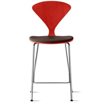 Cherner Chair Company Cherner Metal Base Stool with Seat Pad - Color: Wood 