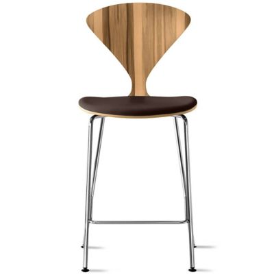 Cherner Chair Company Cherner Metal Base Stool with Seat Pad - Color: Wood 