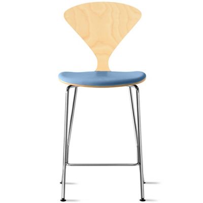 Cherner Chair Company Cherner Metal Base Stool with Seat Pad - Color: Wood 