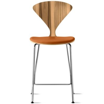 Cherner Chair Company Cherner Metal Base Stool with Seat Pad - Color: Wood 