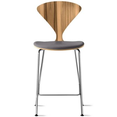 Cherner Chair Company Cherner Metal Base Stool with Seat Pad - Color: Wood 